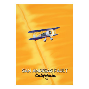 San Andreas-breuk Californië USA Reisposter. Foto Afdruk