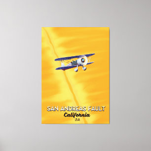 San Andreas fout Californië USA Travel poster. Canvas Afdruk