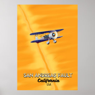 San Andreas fout Californië USA Travel poster. Poster