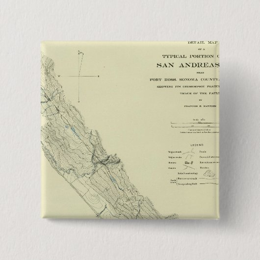 San Andreas Rift bij Fort Ross Vierkante Button 5,1 Cm (Voorkant)