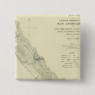 San Andreas Rift bij Fort Ross Vierkante Button 5,1 Cm
