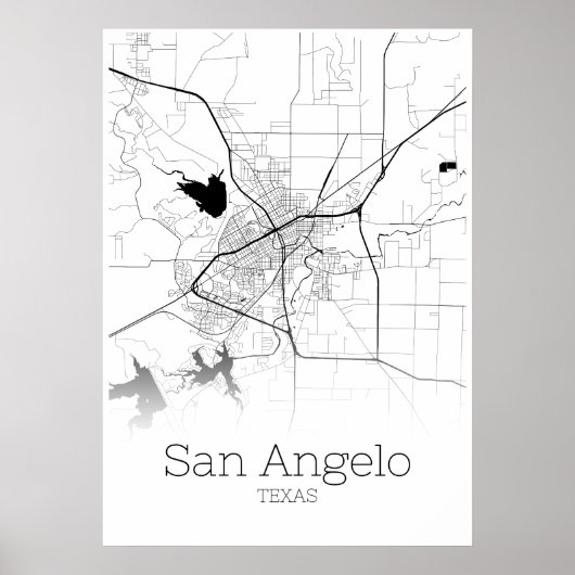 San Angelo Map - Texas - City Map Poster (Voorkant)