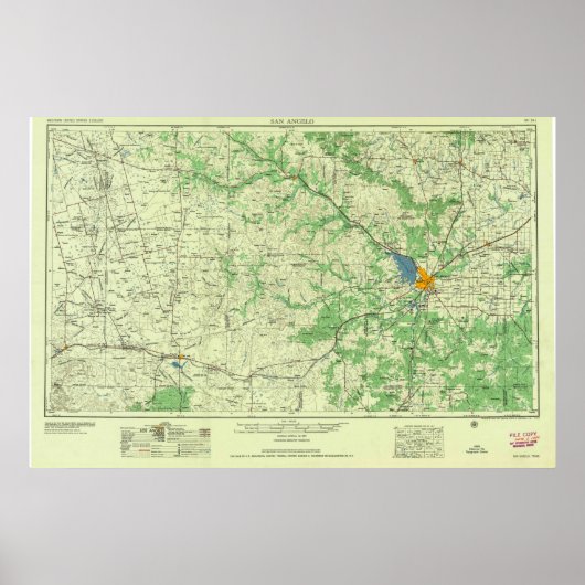  San Angelo TX Topo Poster (Voorkant)
