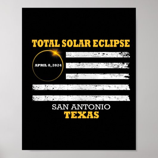 San Antonio 2024 Zonsverduistering 2024 040824 Ver Poster (Voorkant)