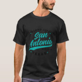  San Antonio Alamo City Texas Blauwgroen tekst voo T-shirt (Voorkant)