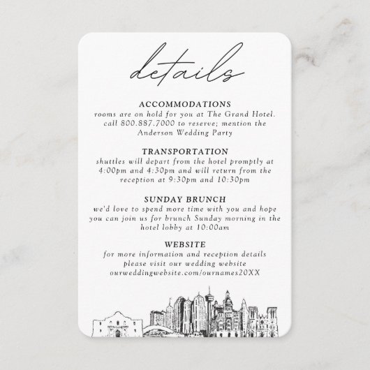 San Antonio bruiloft details behuizing Kaart (Voorkant)