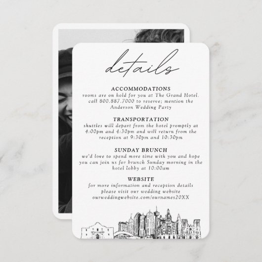 San Antonio bruiloft details behuizing Kaart (Voorkant / Achterkant)