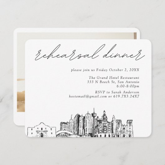 San Antonio bruiloft elegante repetitie diner Informatiekaartje (Voorkant / Achterkant)