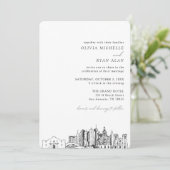 San Antonio bruiloft elegante skyline uitnodiging (Staand voorkant)