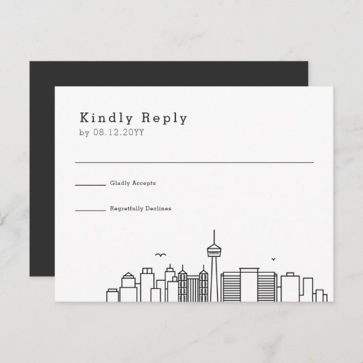 San Antonio bruiloft | Gestileerde Skyline RSVP (Voorkant / Achterkant)