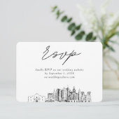 San Antonio bruiloft minimalistische schets RSVP Informatiekaartje (Staand voorkant)