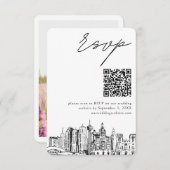 San Antonio Bruiloft Moderne RSVP QR Code Informatiekaartje (Voorkant / Achterkant)