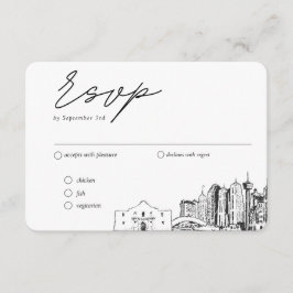 San Antonio Bruiloft Traditionele RSVP Maaltijd Op Informatiekaartje