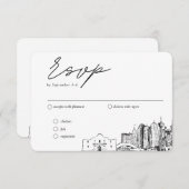 San Antonio Bruiloft Traditionele RSVP Maaltijd Op Informatiekaartje (Voorkant / Achterkant)