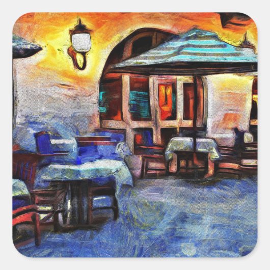 San Antonio Cafe Vierkante Sticker (Voorkant)