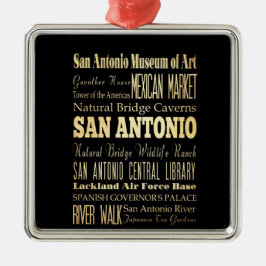 San Antonio City of Texas State Typography Art Metalen Ornament