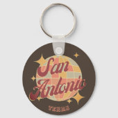 San Antonio City Texas Retro Vintage Sleutelhanger (Voorkant)