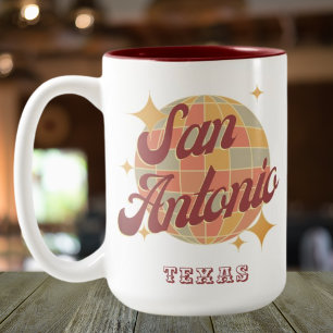 San Antonio City Texas Retro Vintage Tweekleurige Koffiemok