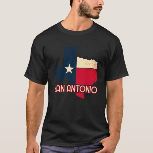 San Antonio City Texas Texan Flag Map T-shirt (Voorkant)