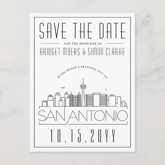 San Antonio | Gestileerde skyline De datum opslaan Briefkaart (Voorkant)
