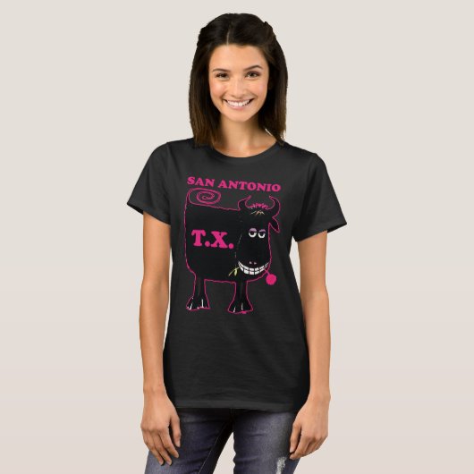 San Antonio, grappige stier T-shirt (Voorkant volledig)