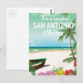 San Antonio Ibiza strand reisposter Briefkaart (Voorkant / Achterkant)