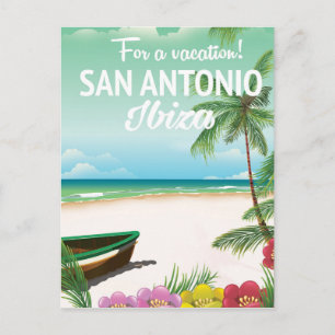 San Antonio Ibiza strand reisposter Briefkaart