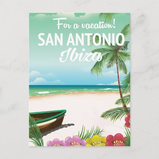 San Antonio Ibiza strand reisposter Briefkaart (Voorkant)