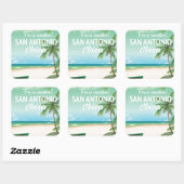 San Antonio Ibiza strand reisposter Vierkante Sticker (Vel)