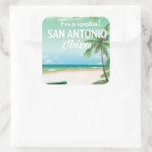 San Antonio Ibiza strand reisposter Vierkante Sticker (Tas)