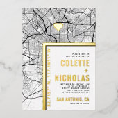 San Antonio Love Locator | Stad thema bruiloft Folie Uitnodiging (Voorkant)