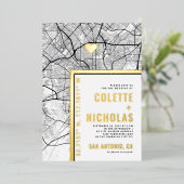San Antonio Love Locator | Stad thema bruiloft Folie Uitnodiging (Staand Voorkant)