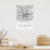 San Antonio Map - Texas TX - City Map Poster (Keuken)