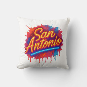 San Antonio Neon Street Art Splatter Design Kussen