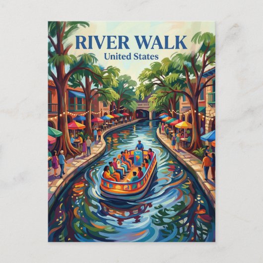 San Antonio River Walk Texas Briefkaart (Voorkant)