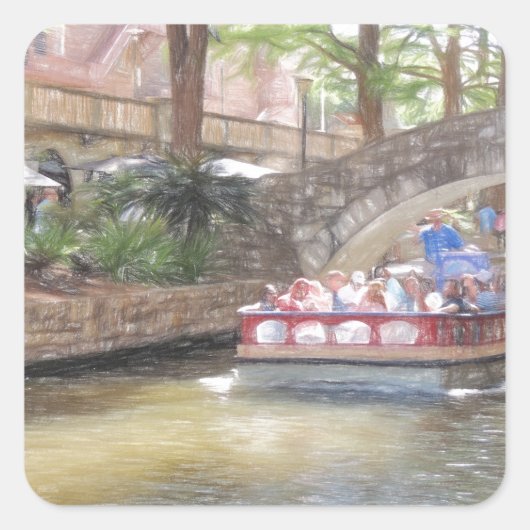 San Antonio River Walk Vierkante Sticker (Voorkant)