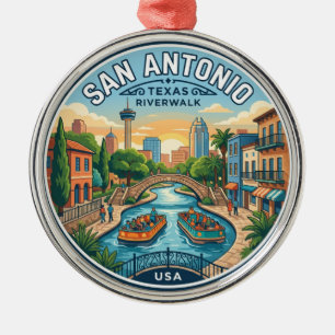 San Antonio River Walk VS Metalen Ornament