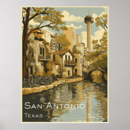San Antonio Riverwalk Reizen Poster