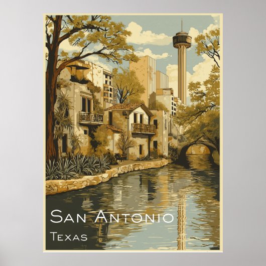 San Antonio Riverwalk Reizen Poster (Voorkant)