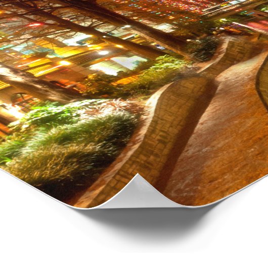 San Antonio Riverwalk tijdens het kerstPoster Poster (Hoek)