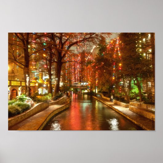 San Antonio Riverwalk tijdens het kerstPoster Poster (Voorkant)