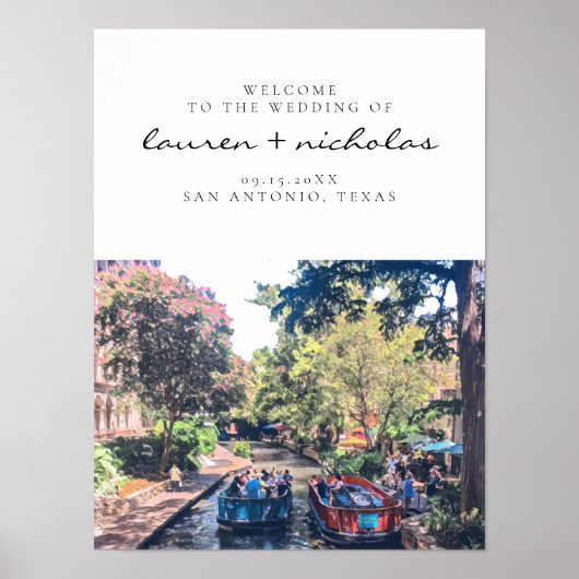 San Antonio Riverwalk Wedding Welkomstbord Poster (Voorkant)