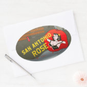 San Antonio Roos B-24 Nose Art ( bruinslag) Ovale Sticker (Envelop)