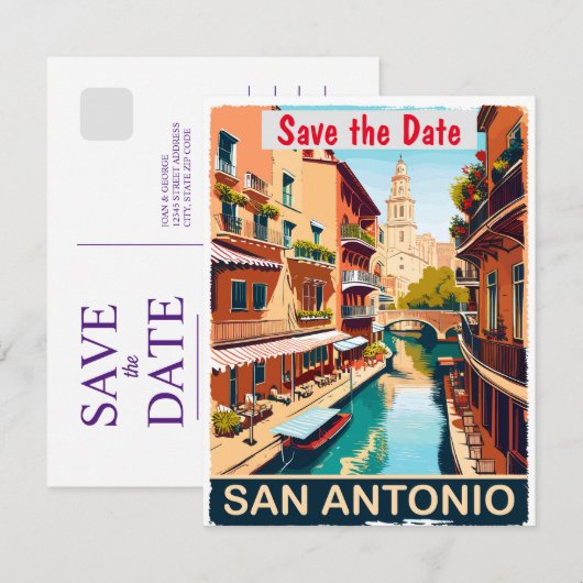 San Antonio Save the Date  Briefkaart (Voorkant / Achterkant)