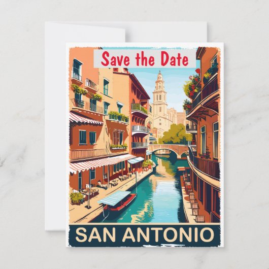 San Antonio Save the Date Vintage Ansichtkaart (Voorkant)