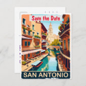 San Antonio Save the Date Vintage Ansichtkaart (Voorkant / Achterkant)