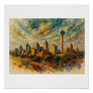 San Antonio Silhouette, Perfect Poster