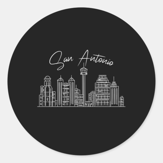 San Antonio sketch voor trots San Antonian Ronde Sticker (Voorkant)