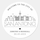 San Antonio Skyline | Bruiloft Welkom Favor Ronde Sticker (Voorkant)