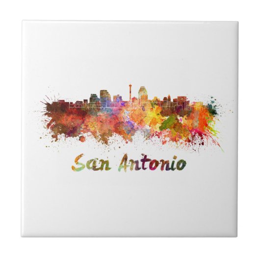 San Antonio skyline in watercolor Tegeltje (Voorkant)